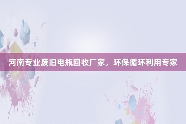 河南专业废旧电瓶回收厂家，环保循环利用专家